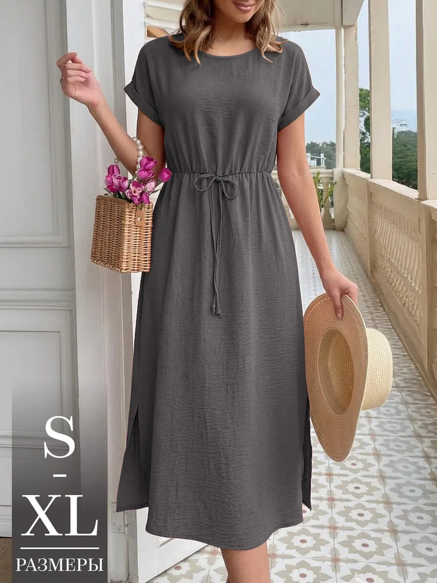 Womens Casual Round Neck Loose Dress