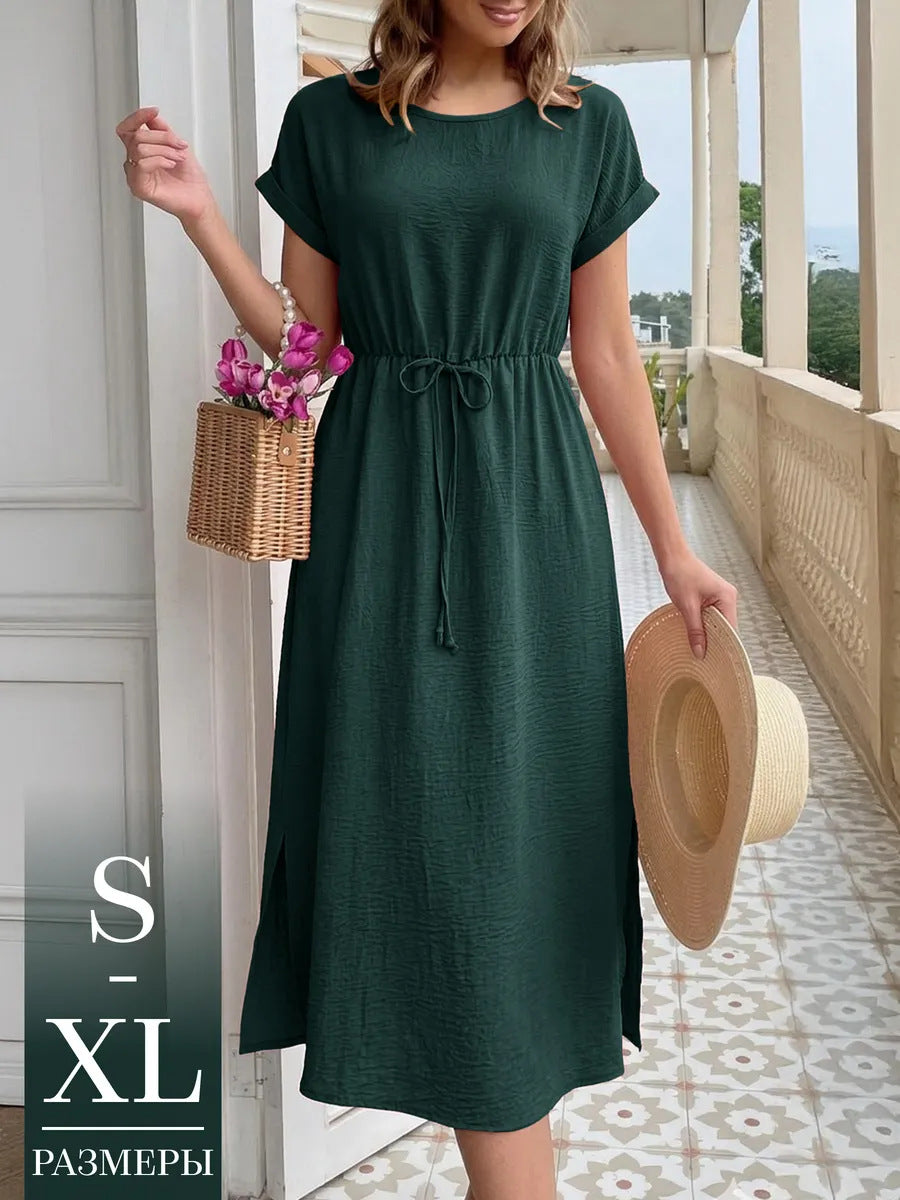 Womens Casual Round Neck Loose Dress