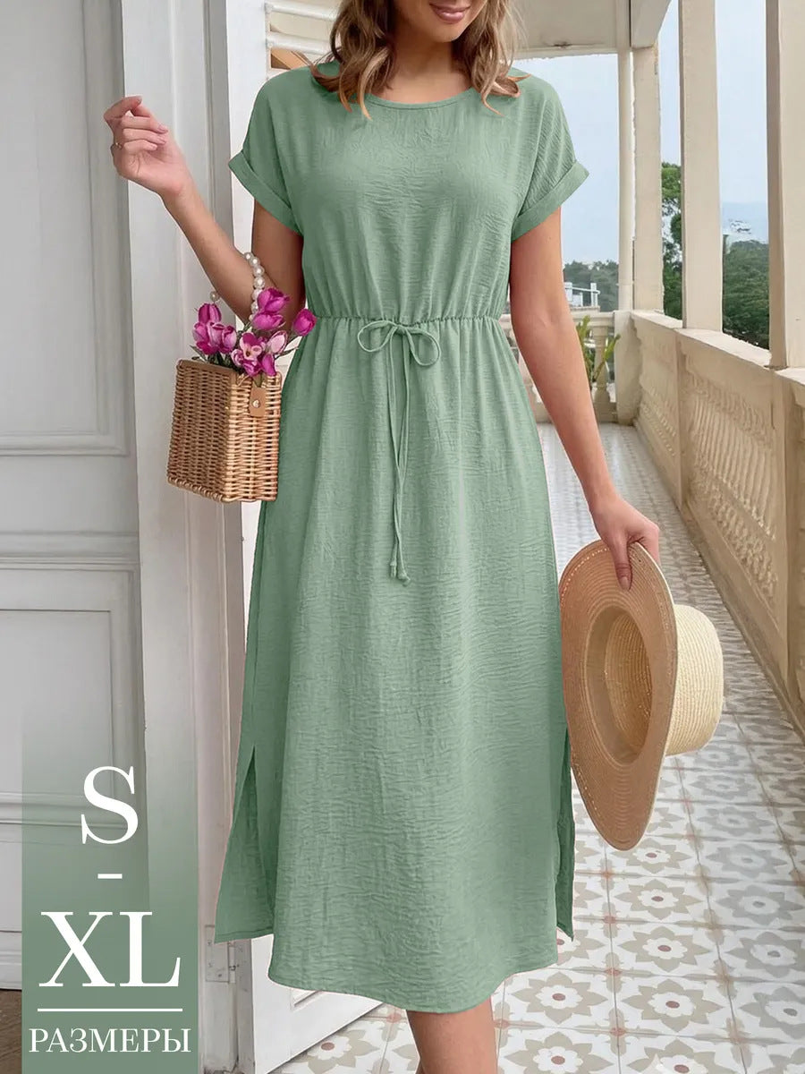 Womens Casual Round Neck Loose Dress
