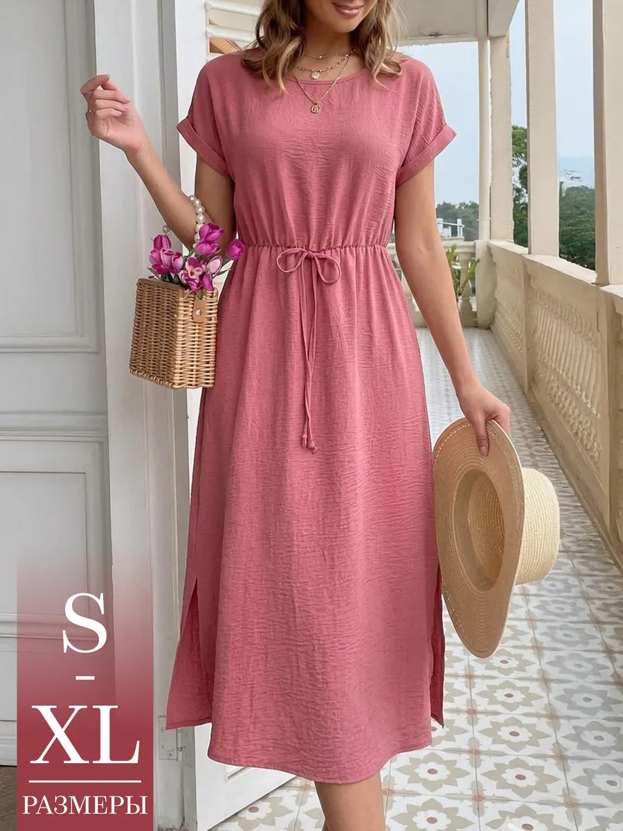 Womens Casual Round Neck Loose Dress