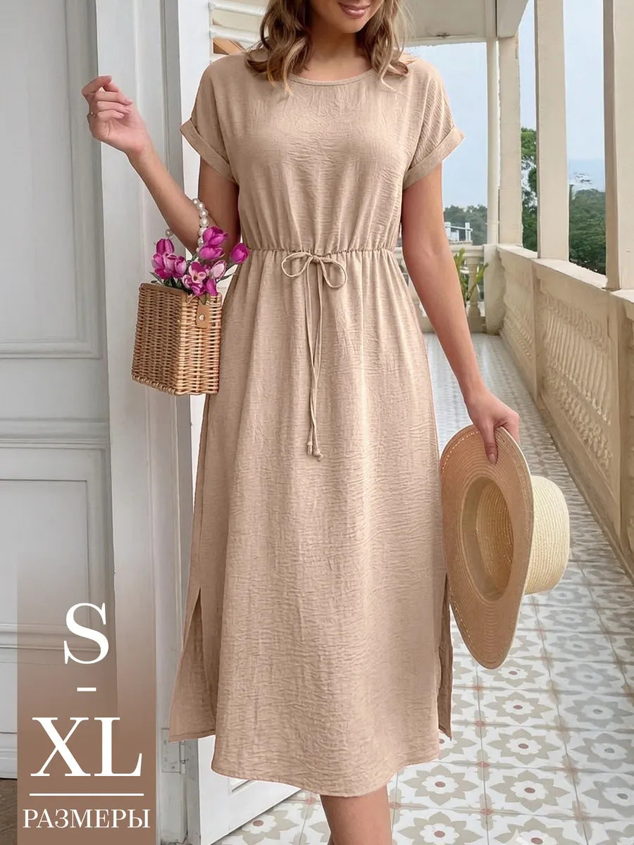 Womens Casual Round Neck Loose Dress