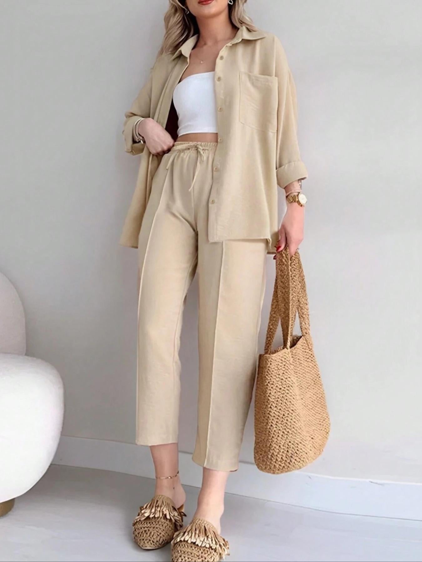 Womens Casual Shirt and Pants Set