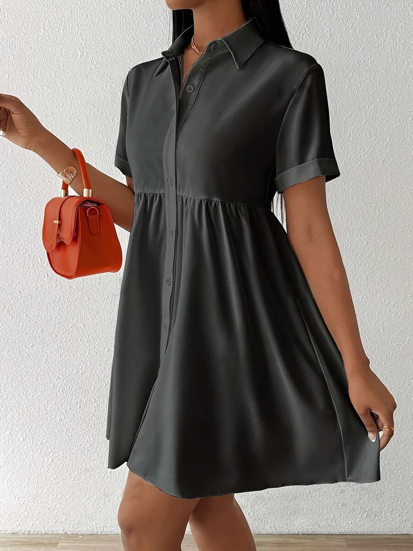 Womens Casual Shirt Dress with Polo Collar
