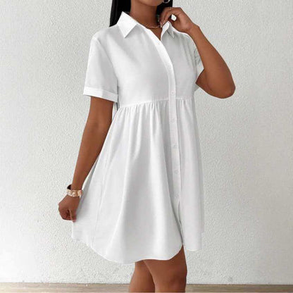 Womens Casual Shirt Dress with Polo Collar