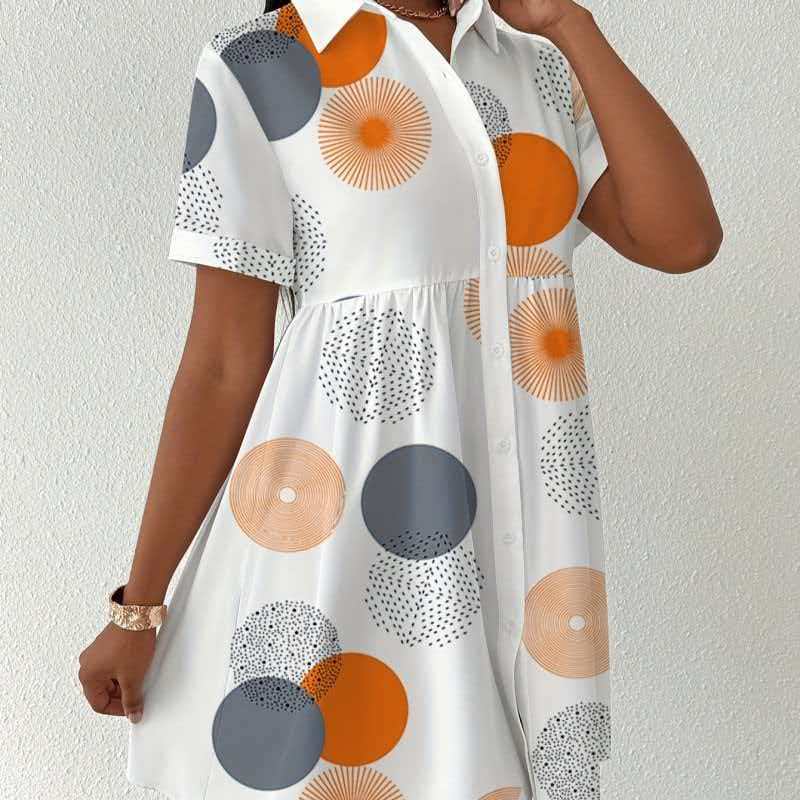 Womens Casual Shirt Dress with Polo Collar