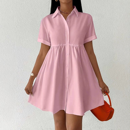 Womens Casual Shirt Dress with Polo Collar
