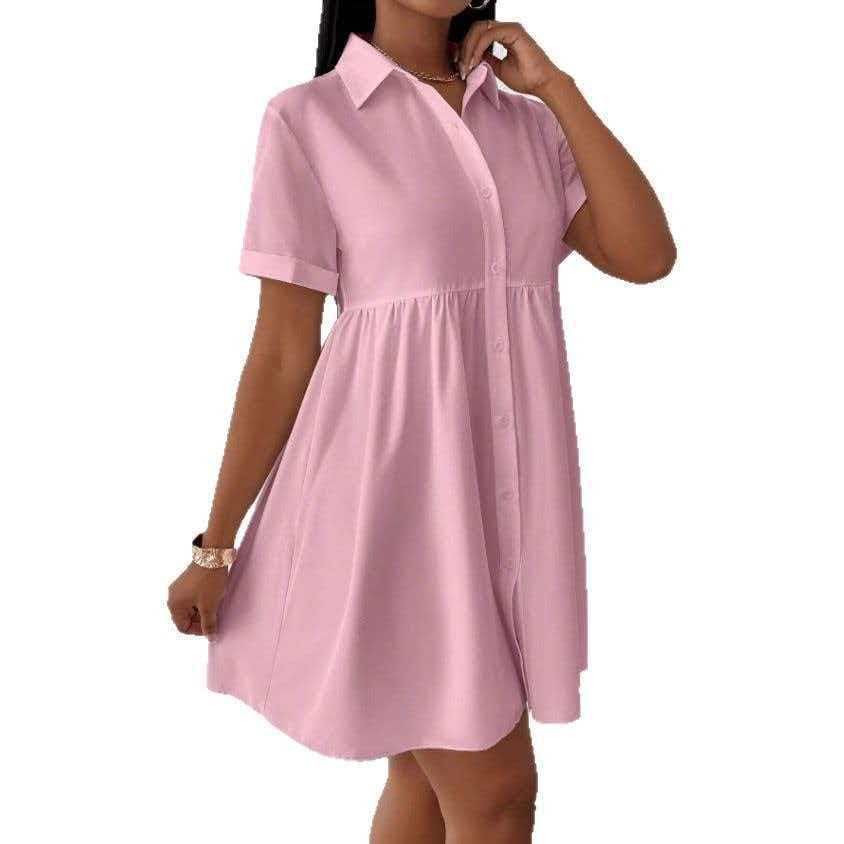 Womens Casual Shirt Dress with Polo Collar