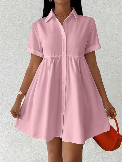 Womens Casual Shirt Dress with Polo Collar