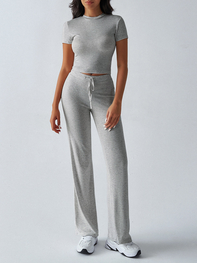 Womens Casual Short Sleeve Pants Suit