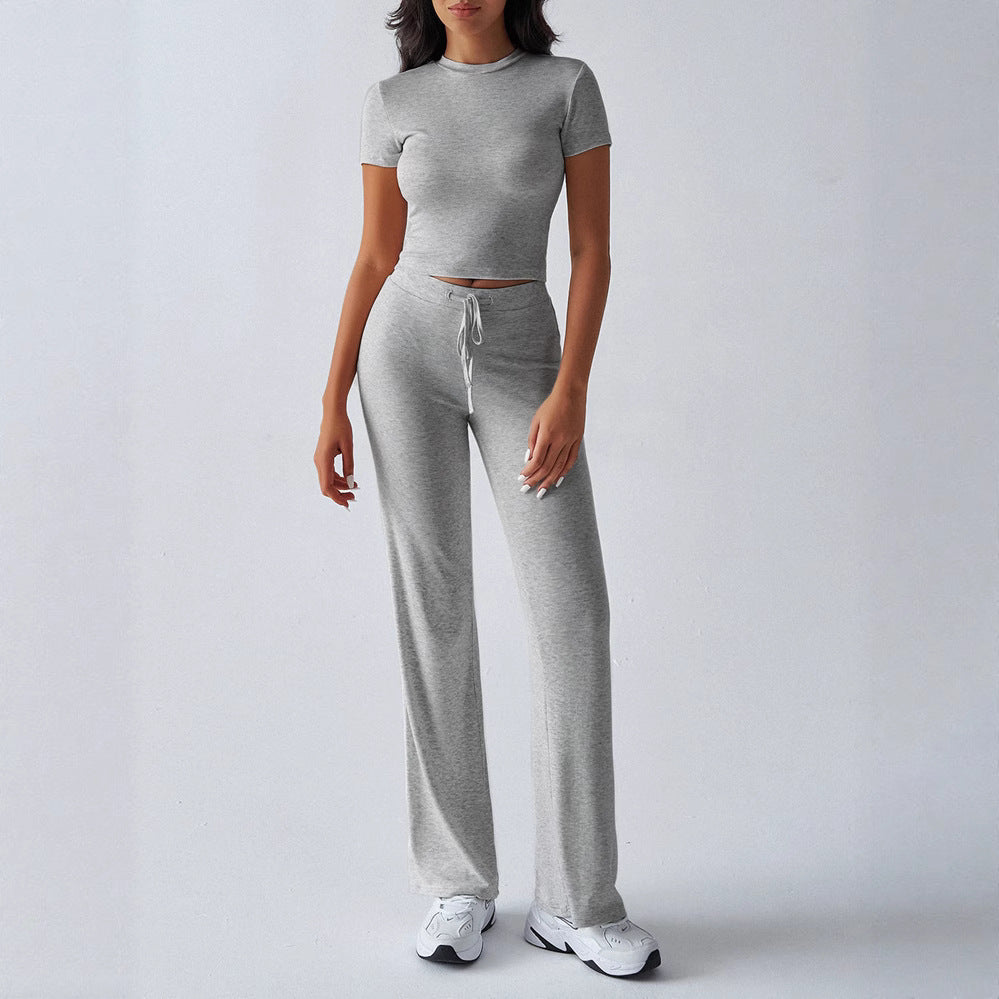 Womens Casual Short Sleeve Pants Suit