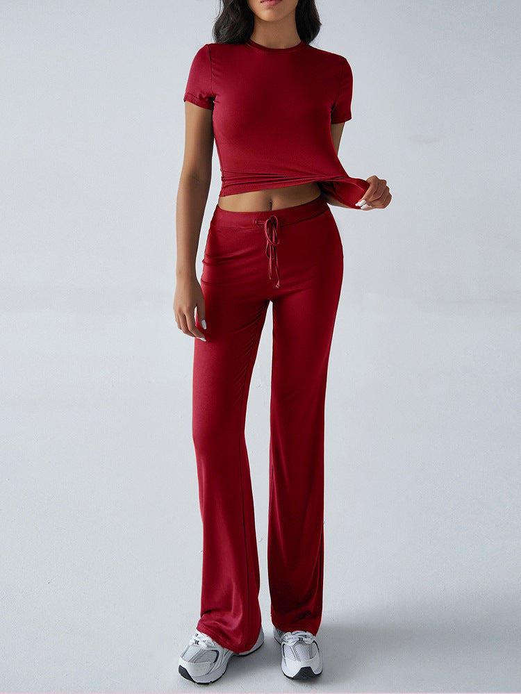 Womens Casual Short Sleeve Pants Suit