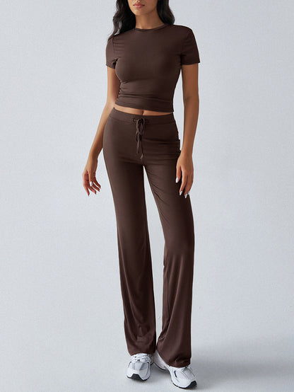Womens Casual Short Sleeve Pants Suit