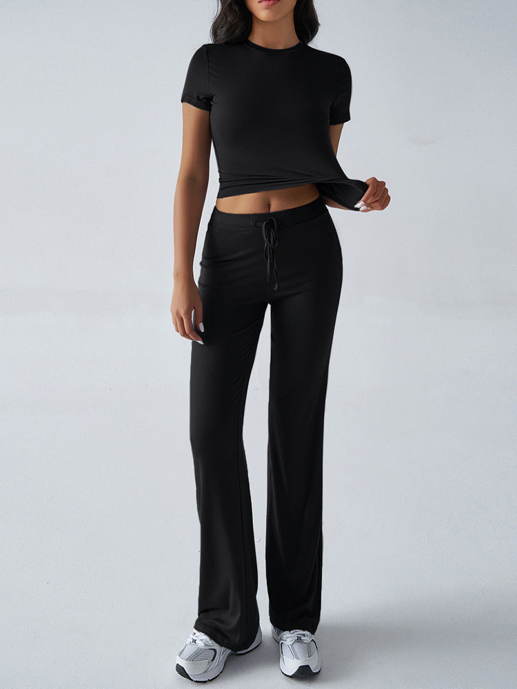 Womens Casual Short Sleeve Pants Suit