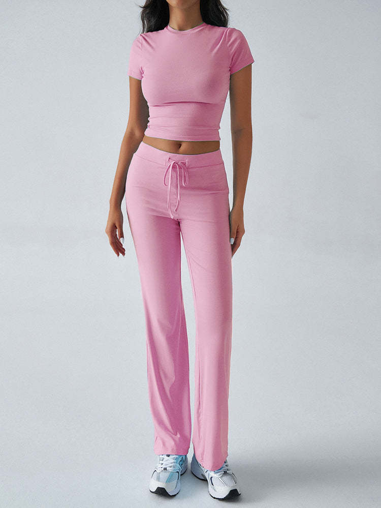 Womens Casual Short Sleeve Pants Suit