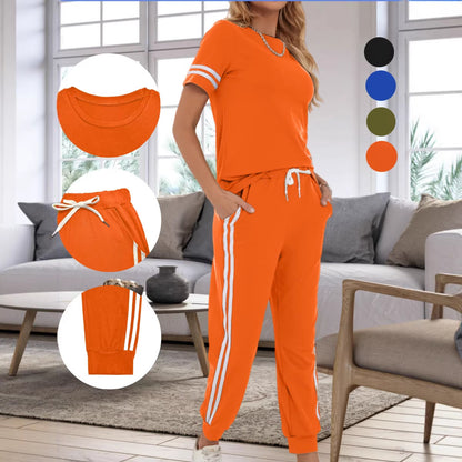 Womens Casual Short Sleeve Top and Leggings Set