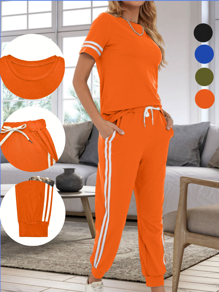 Womens Casual Short Sleeve Top and Leggings Set