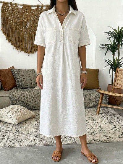 Womens Casual V-Neck Denim Dress