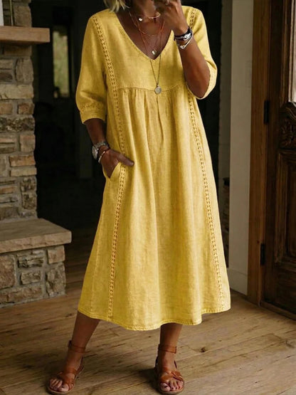 Womens Casual V-Neck Lace Dress