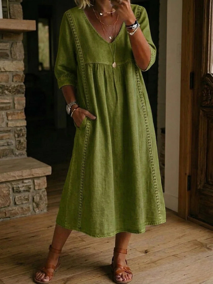 Womens Casual V-Neck Lace Dress
