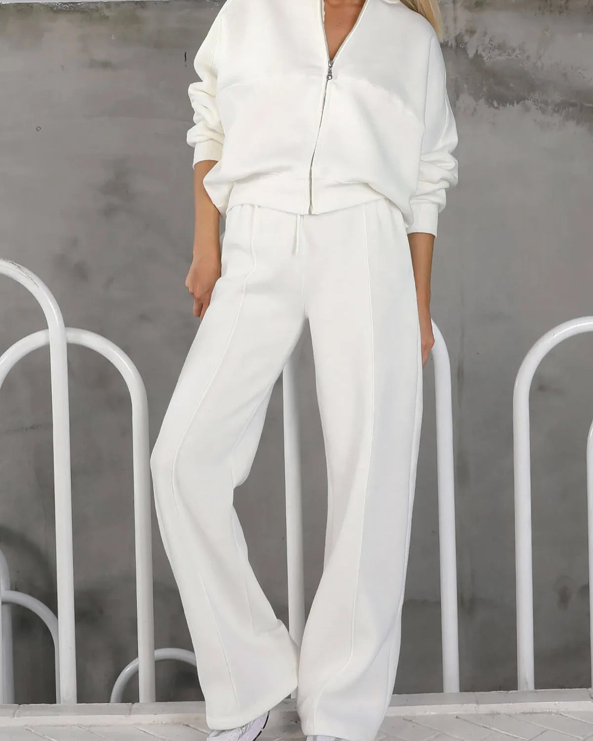 Womens Casual Zipper Jacket and Trousers Set