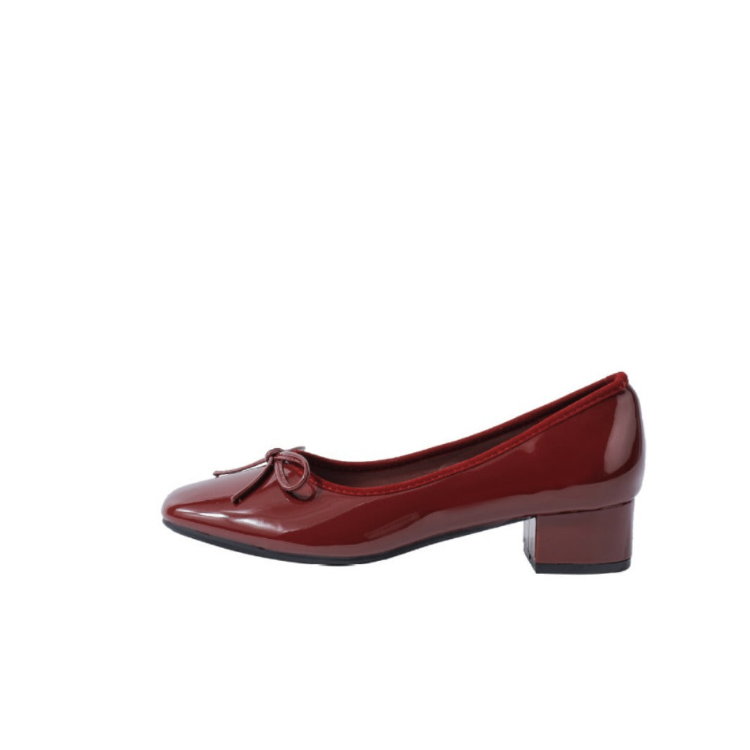 Womens Chunky Heel Bow Wedding Shoes