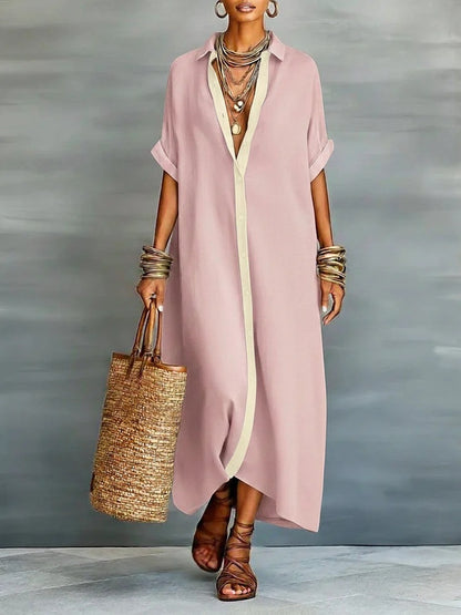 Womens Color Block Shirt Dress