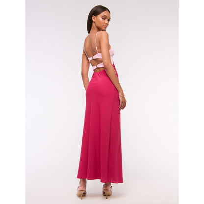 Womens Color Block Slim Fit Long Dress