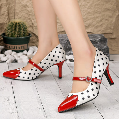 Womens Color Block Slip On High Heels
