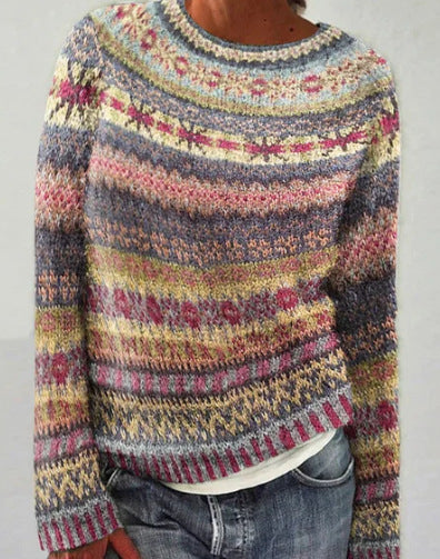 Womens Colorblock Pullover Sweater