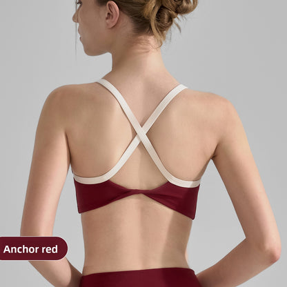 Womens Contrast Stitch Yoga Sports Bra