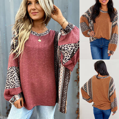 Womens Contrast Stripe Loose Sweater