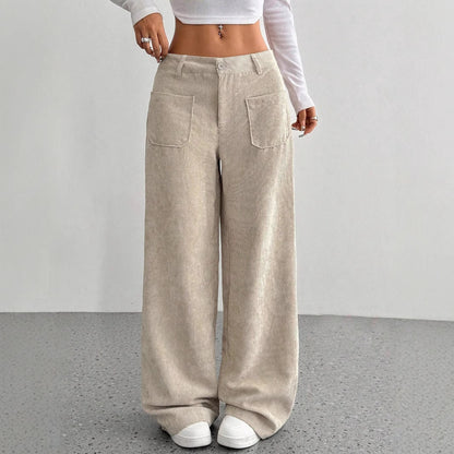 Womens Corduroy High Waist Wide Leg Pants