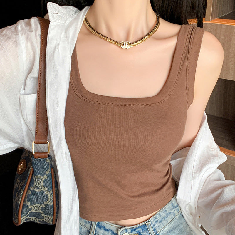 Womens Cotton Camisole with Built-in Chest Pad