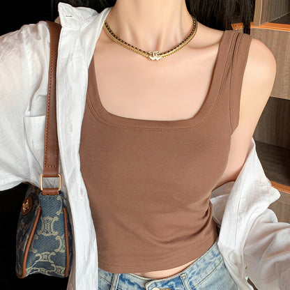 Womens Cotton Camisole with Built-in Chest Pad