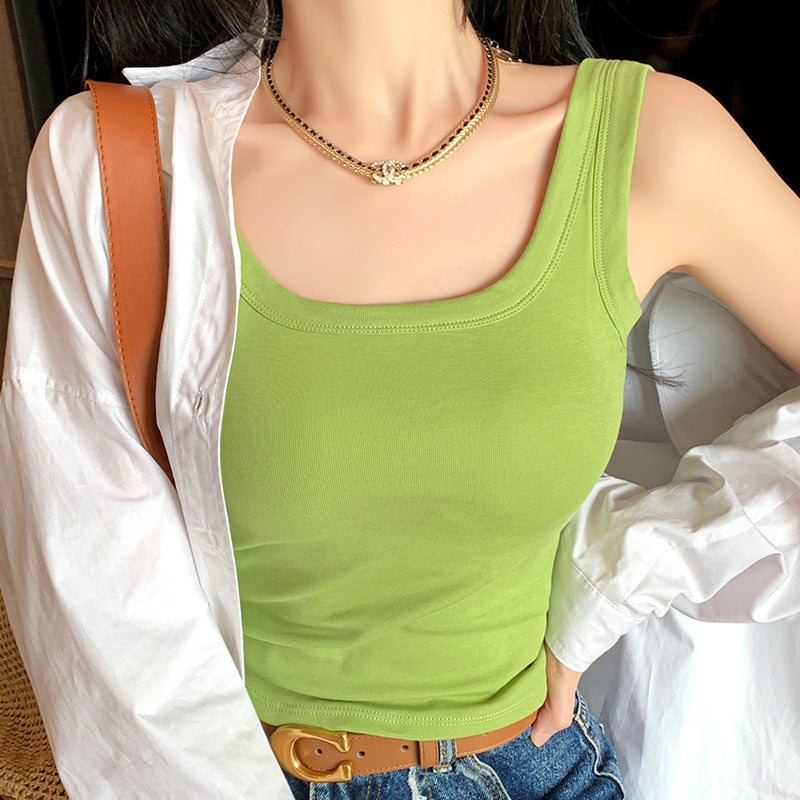 Womens Cotton Camisole with Built-in Chest Pad