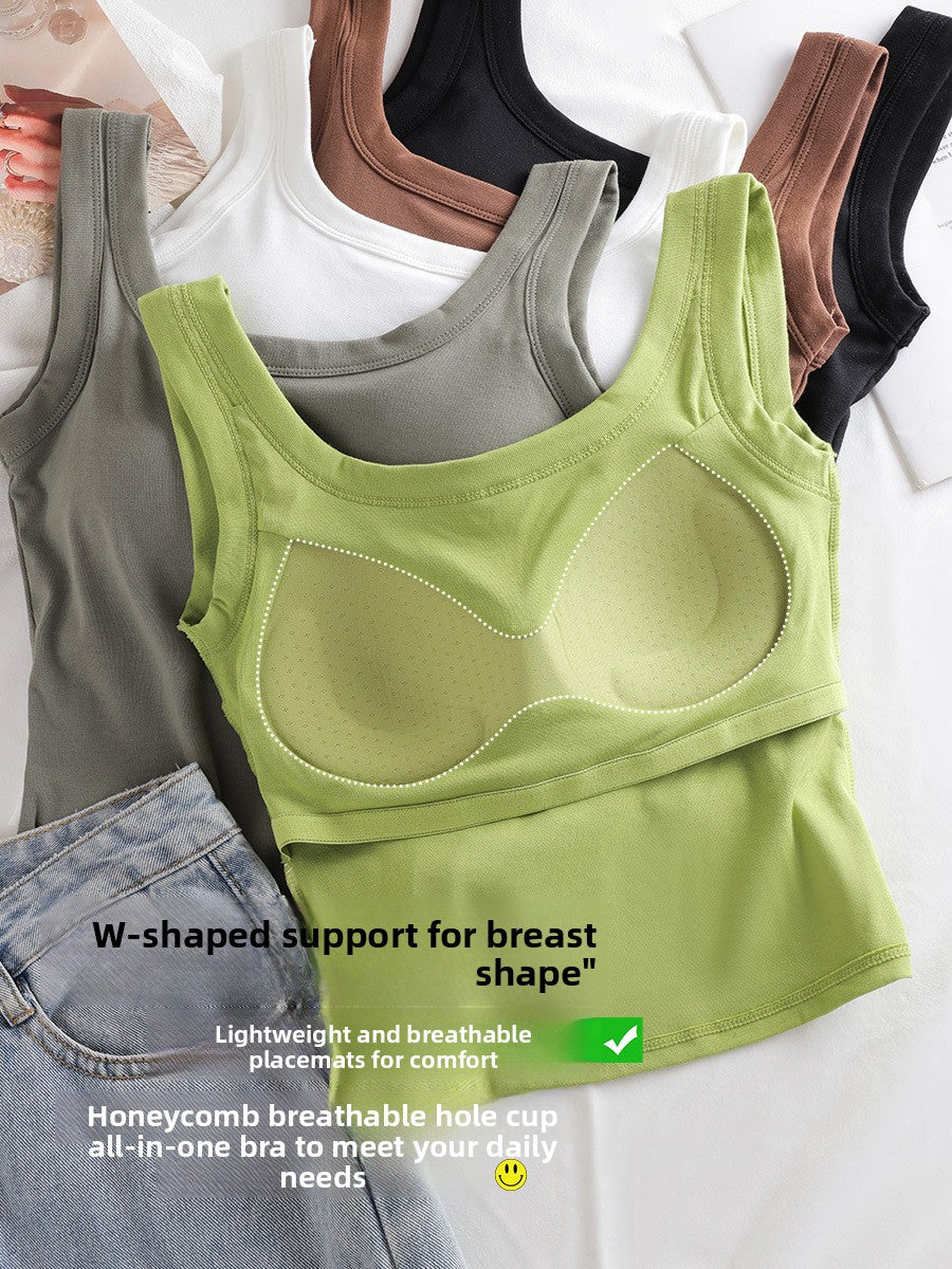 Womens Cotton Camisole with Built-in Chest Pad