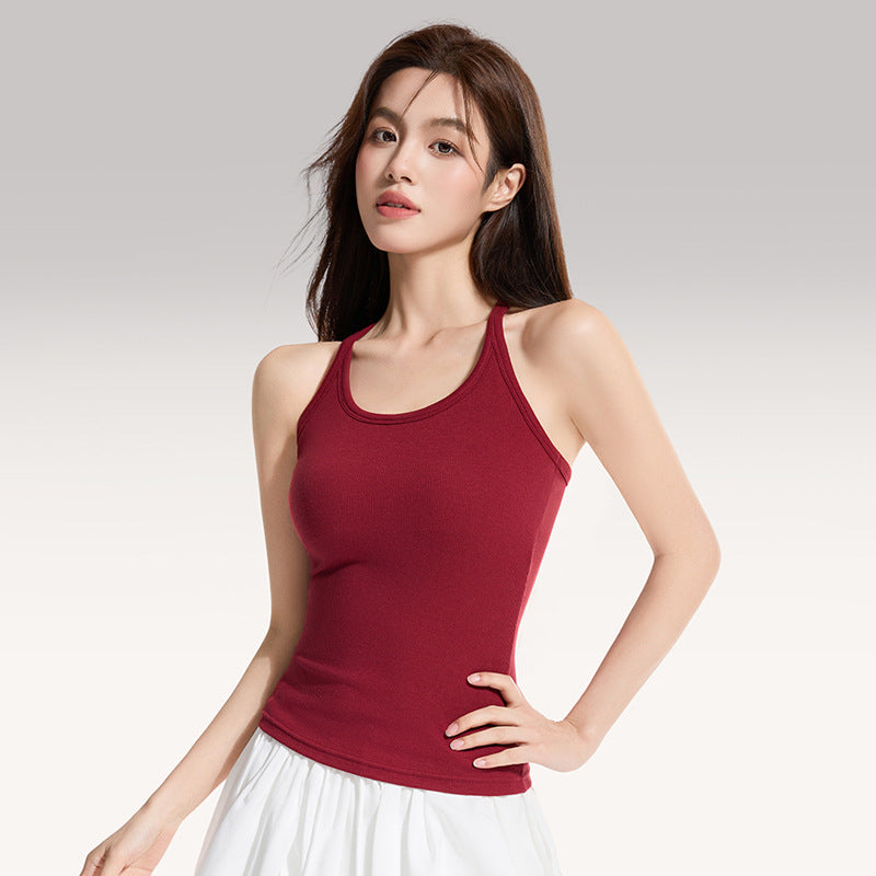 Womens Cotton Camisole with Built-in Pads