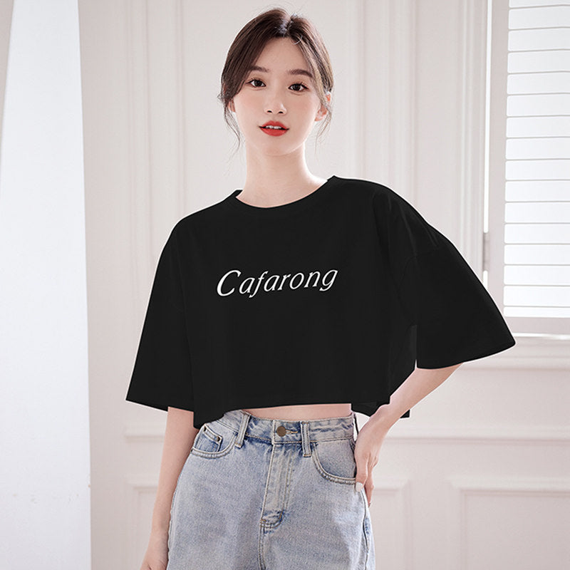 Womens Cotton Crop Top Short Sleeve Shirt