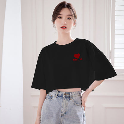 Womens Cotton Crop Top Short Sleeve Shirt