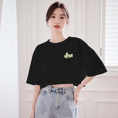 Womens Cotton Crop Top Short Sleeve Shirt
