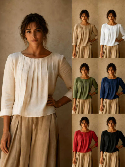 Womens Cotton Linen Casual Shirt