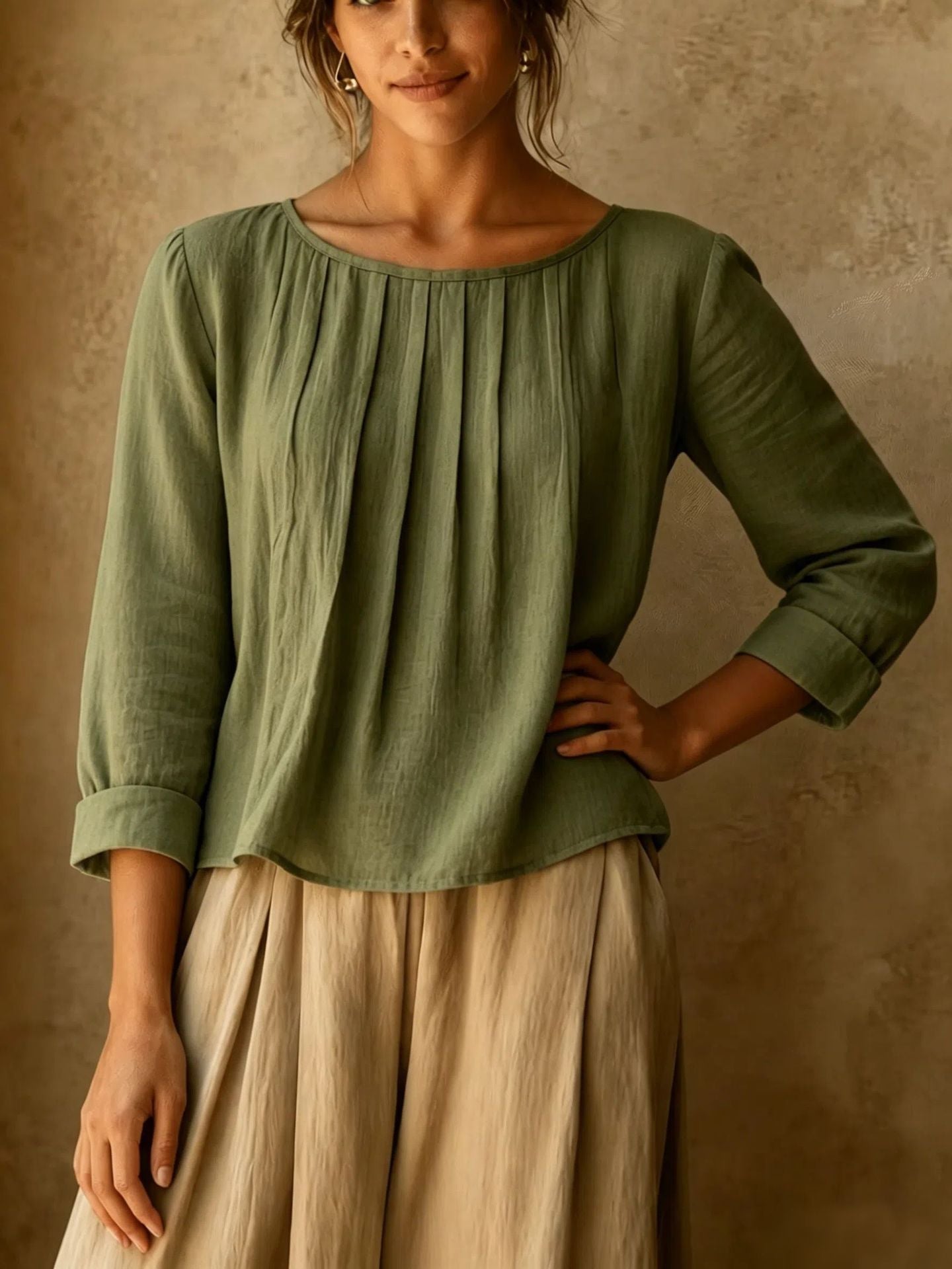 Womens Cotton Linen Casual Shirt