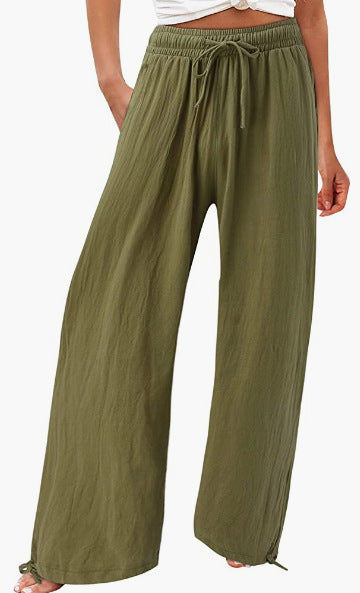 Womens Cotton Linen Drawstring Pants