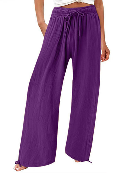 Womens Cotton Linen Drawstring Pants