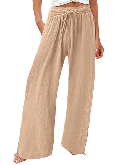 Womens Cotton Linen Drawstring Pants