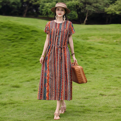 Womens Cotton Linen Summer Dress