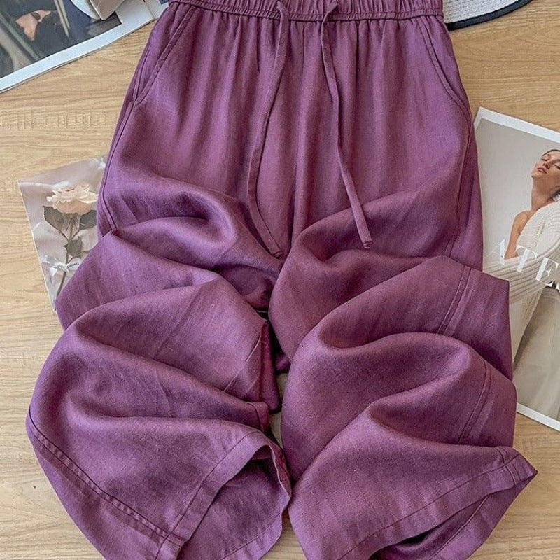 Womens Cotton Linen Wide Leg Pants