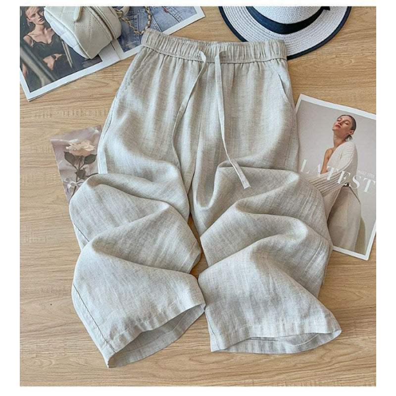Womens Cotton Linen Wide Leg Pants