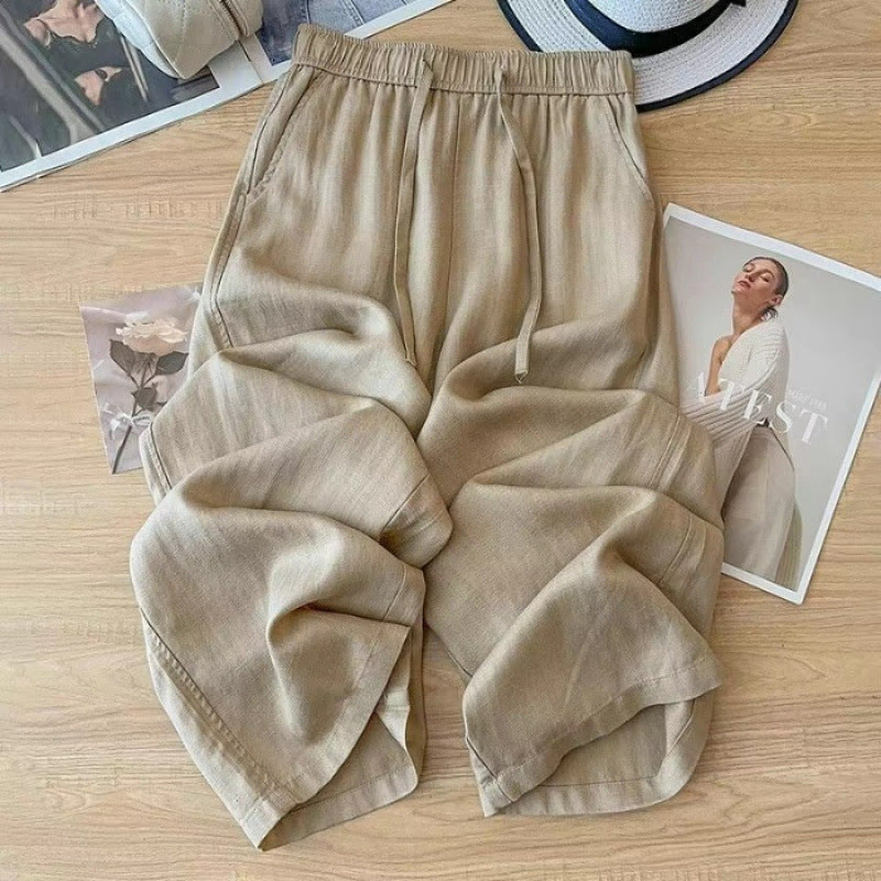 Womens Cotton Linen Wide Leg Pants