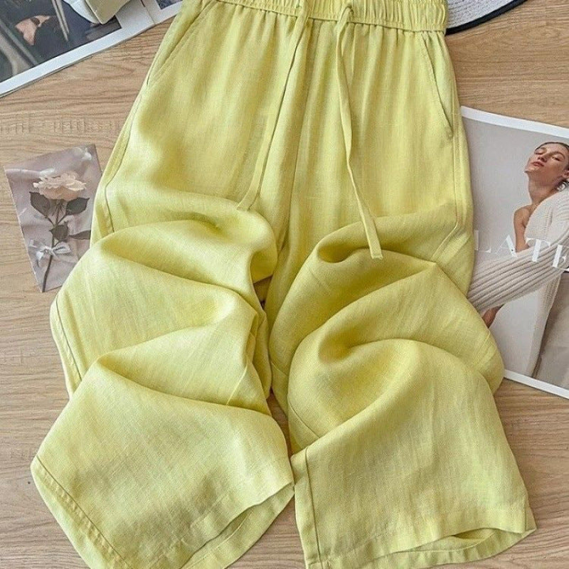 Womens Cotton Linen Wide Leg Pants